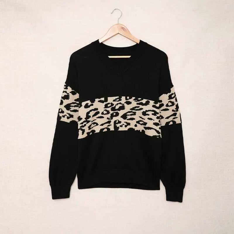 Women High-density Lightweight Chic Knit Pullover Sweaters Tunic Tops Leopard Striped Warm Soft Winter K168