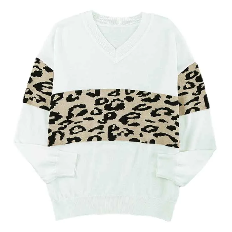 Women High-density Lightweight Chic Knit Pullover Sweaters Tunic Tops Leopard Striped Warm Soft Winter K168