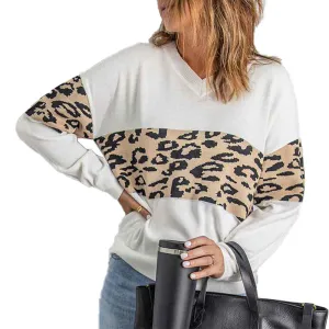 Women High-density Lightweight Chic Knit Pullover Sweaters Tunic Tops Leopard Striped Warm Soft Winter K168