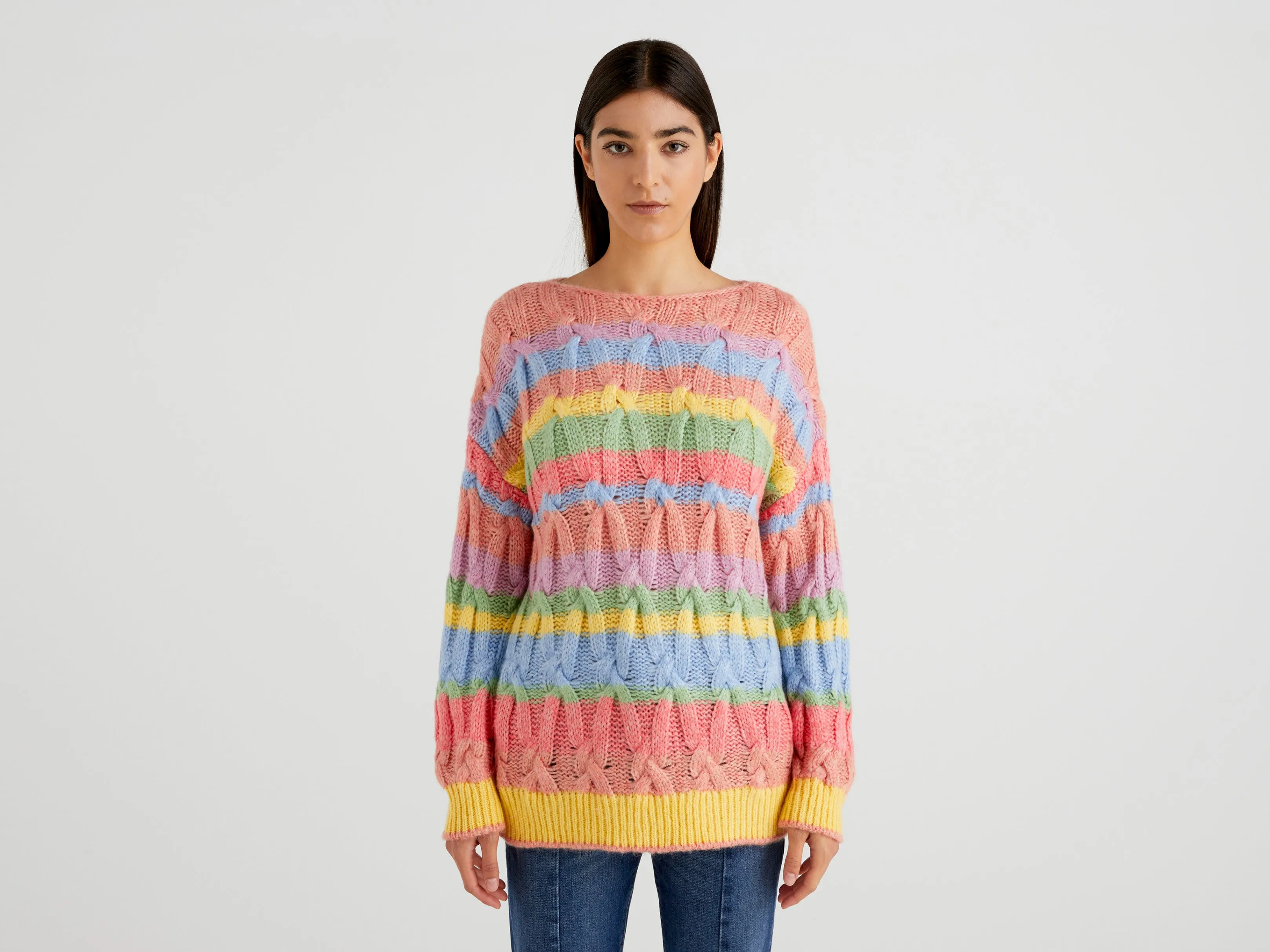 Women Striped Boat Neck Sweater