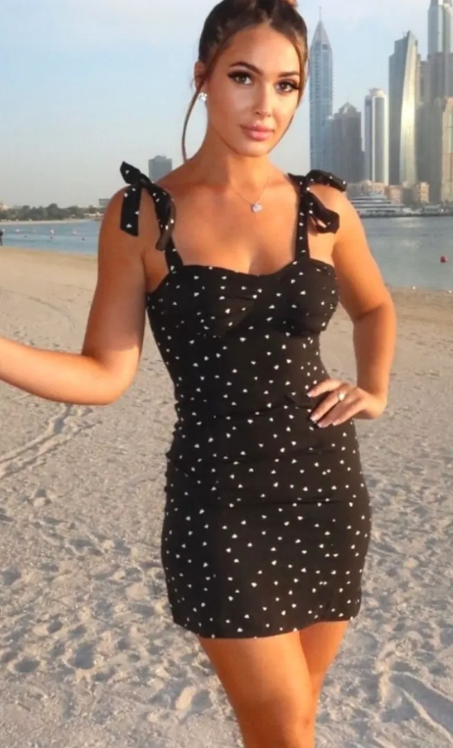Womens Black Heart Strappy Mini Dress