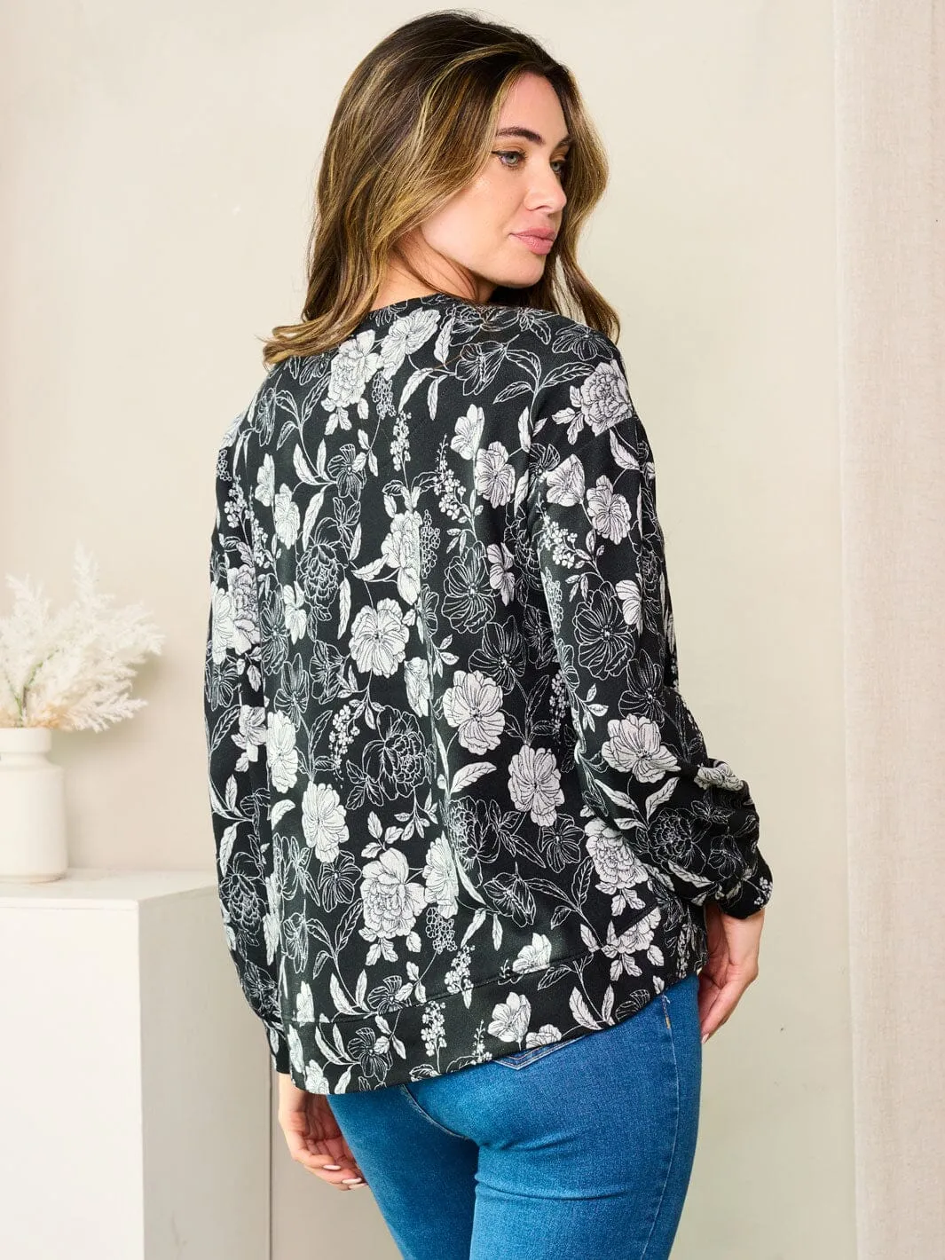 WOMEN'S LONG SLEEVE FLORAL TOP