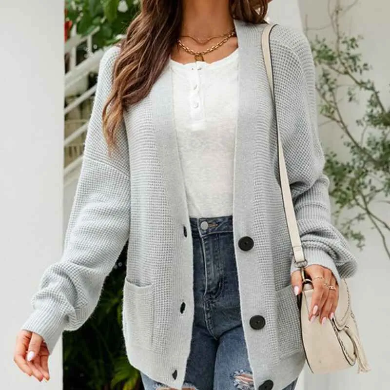 Women's Long Sleeve Soft Solid Color Basic Knit Cardigan Sweater K590