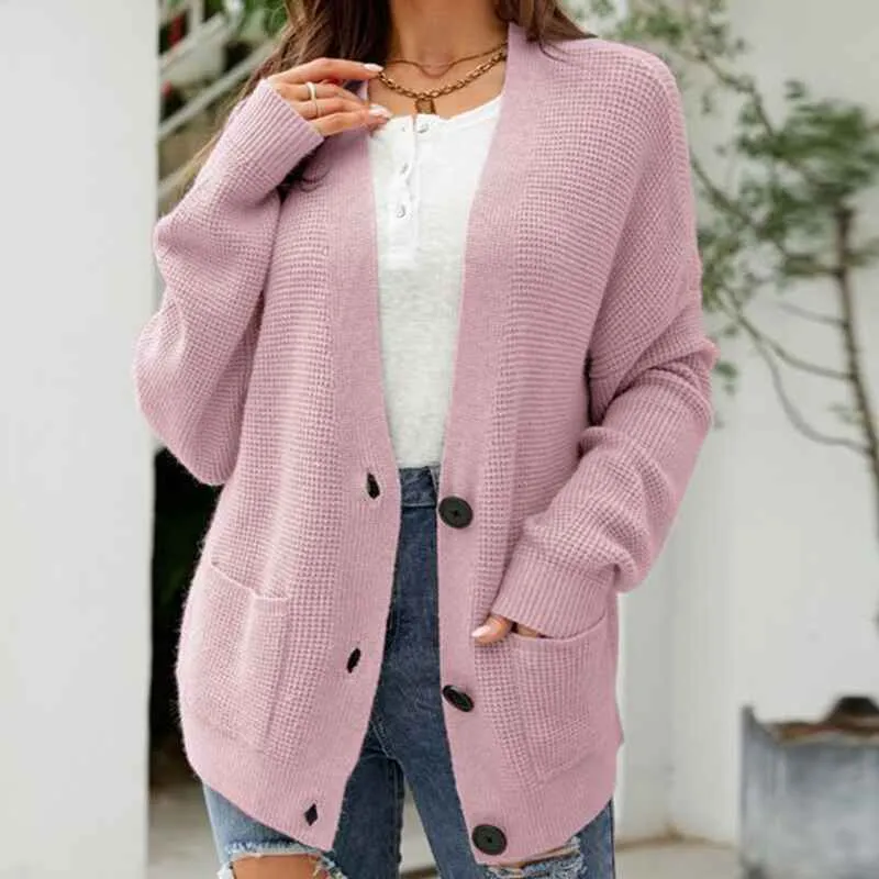 Women's Long Sleeve Soft Solid Color Basic Knit Cardigan Sweater K590