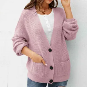 Women's Long Sleeve Soft Solid Color Basic Knit Cardigan Sweater K590