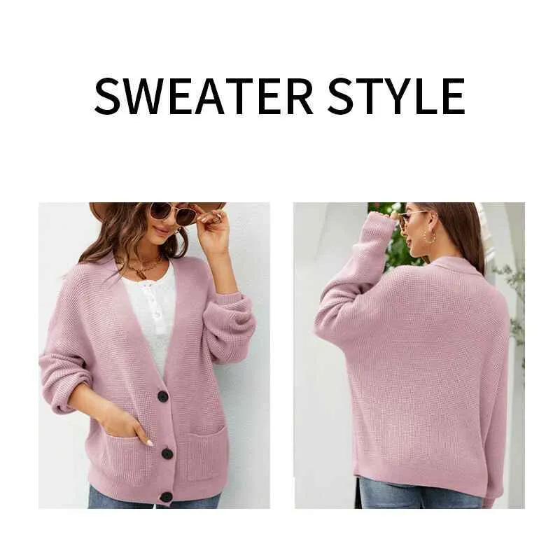 Women's Long Sleeve Soft Solid Color Basic Knit Cardigan Sweater K590