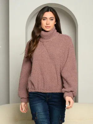 WOMEN'S LONG SLEEVE TURTLE NECK PULLOVER SWEATER