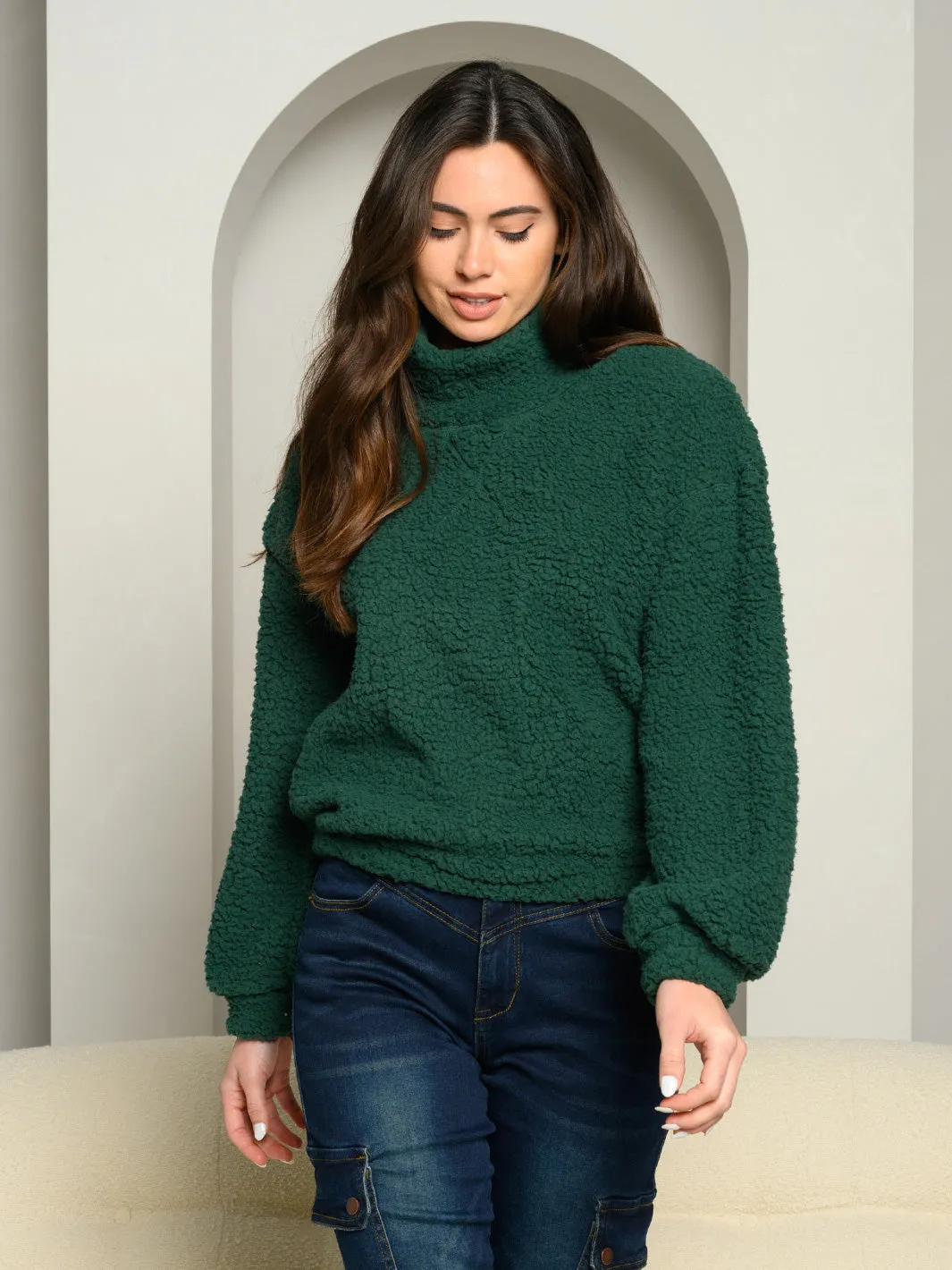 WOMEN'S LONG SLEEVE TURTLE NECK PULLOVER SWEATER