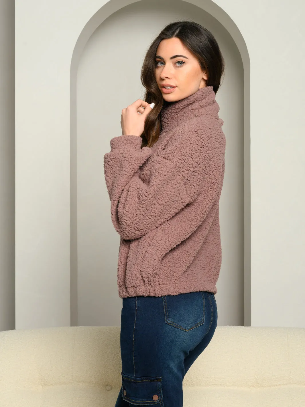 WOMEN'S LONG SLEEVE TURTLE NECK PULLOVER SWEATER