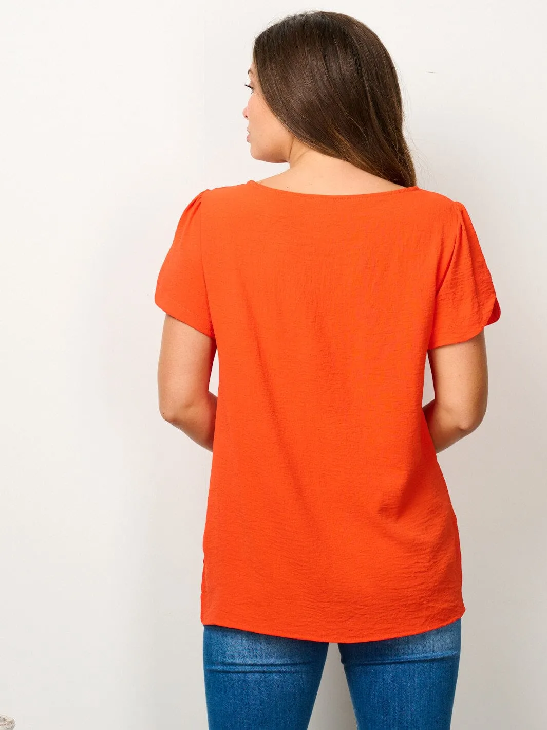 WOMEN'S SHORT SLEEVE SOLID BLOUSE TOP