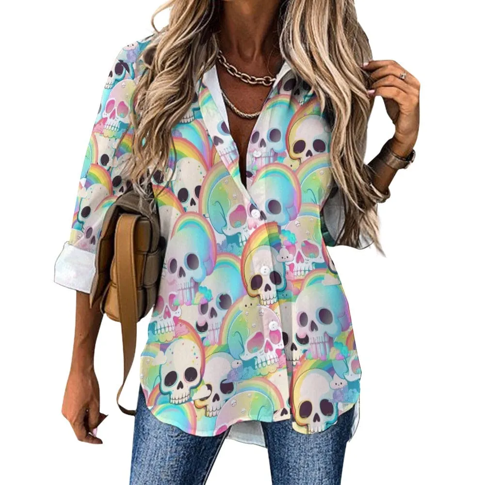 Women's Skulls And Rainbows Long Sleeve Shirt