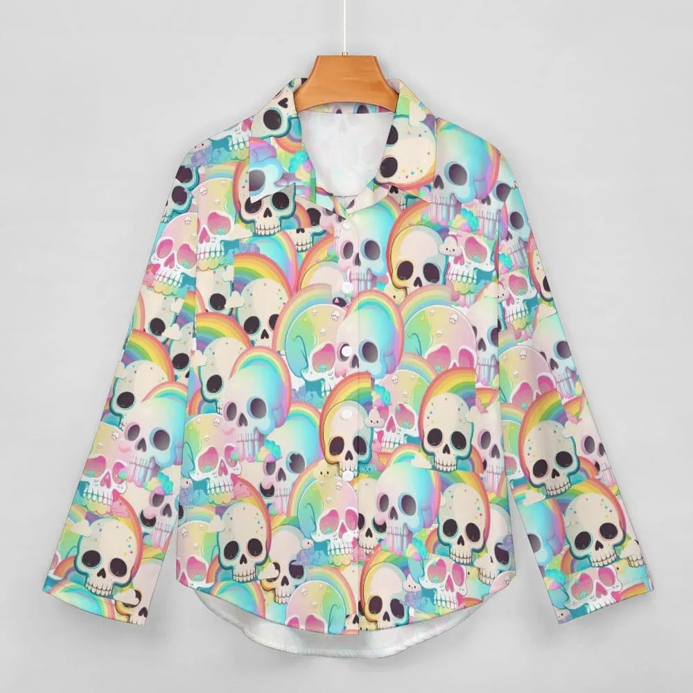 Women's Skulls And Rainbows Long Sleeve Shirt