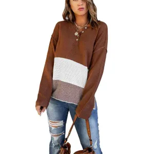 Womens V Neck Sweaters Fall Long Sleeve Waffle Knit Tops Tunic Pullover Sweater Button Casual Henley Shirts K169
