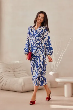 Wrap Front Flared Midi Dress