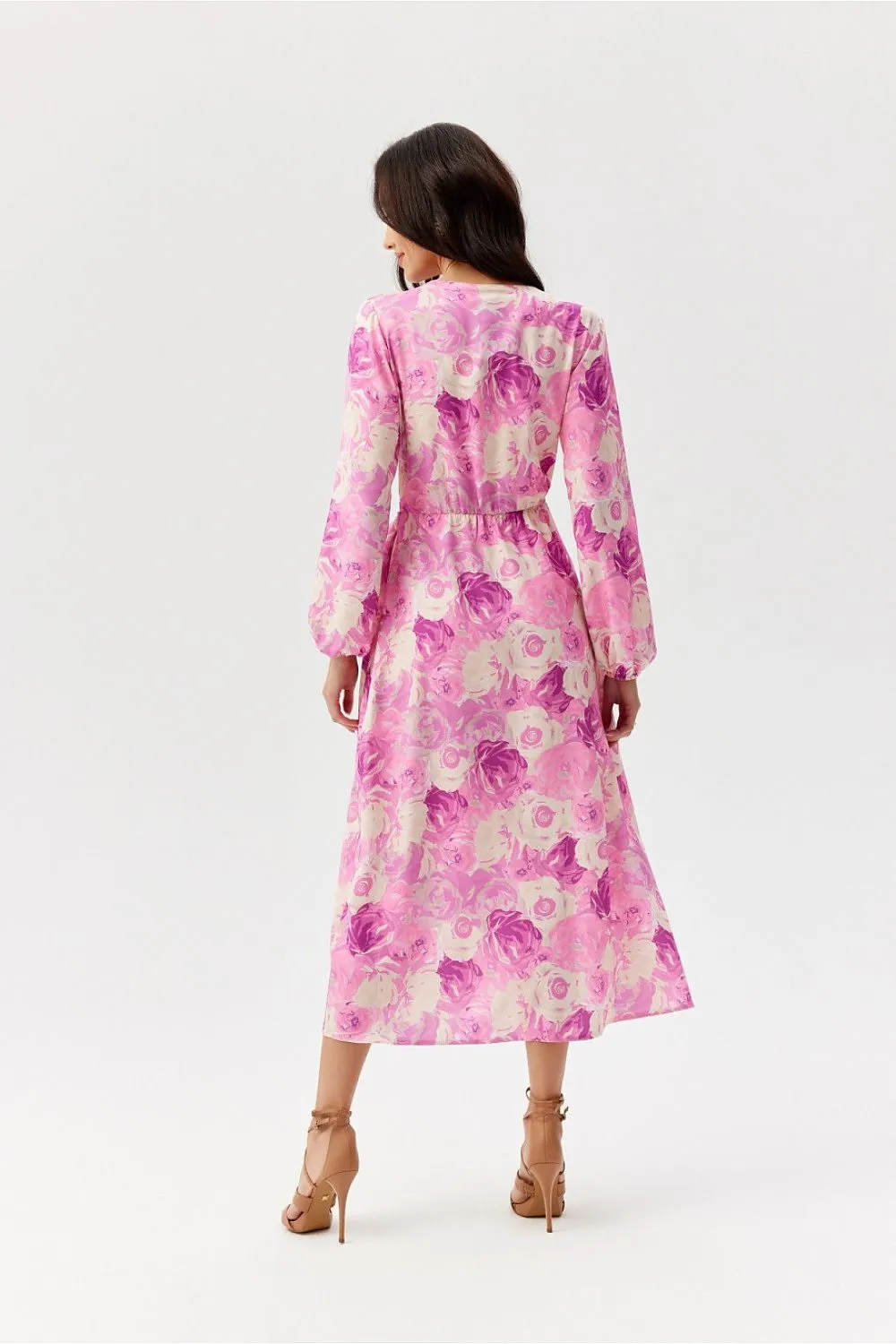 Wrap Front Flared Midi Dress