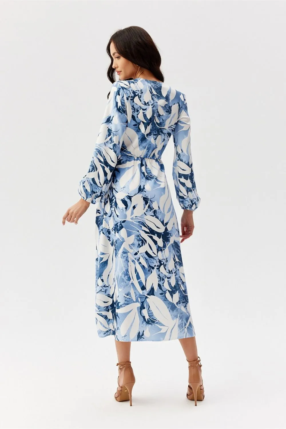 Wrap Front Flared Midi Dress