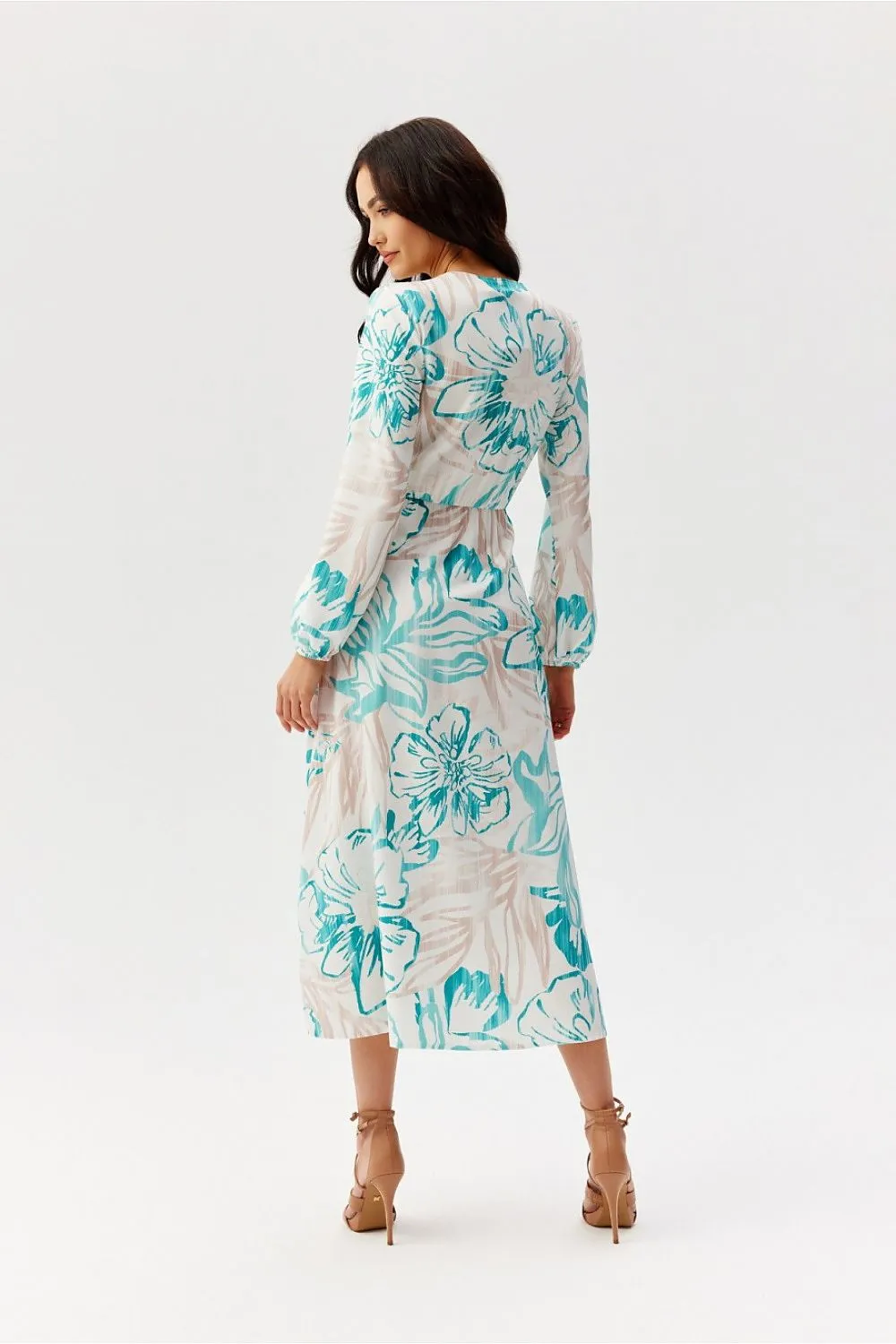 Wrap Front Flared Midi Dress
