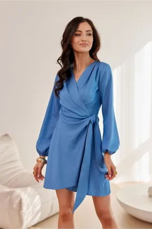 Wrap Tie Flared Mini Dress