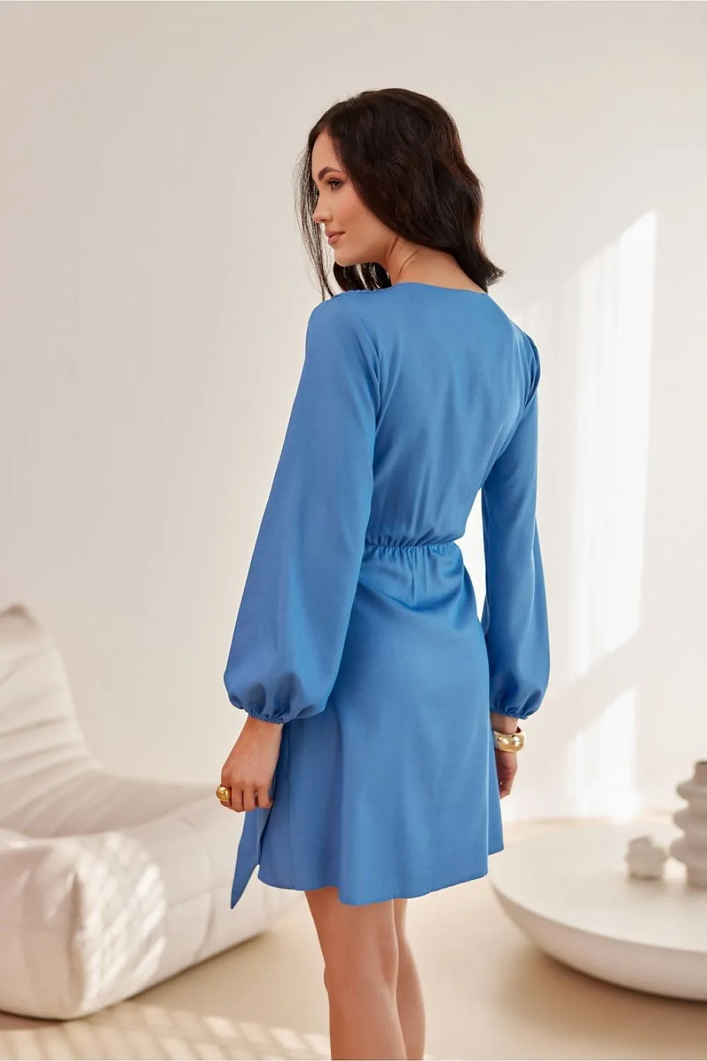 Wrap Tie Flared Mini Dress