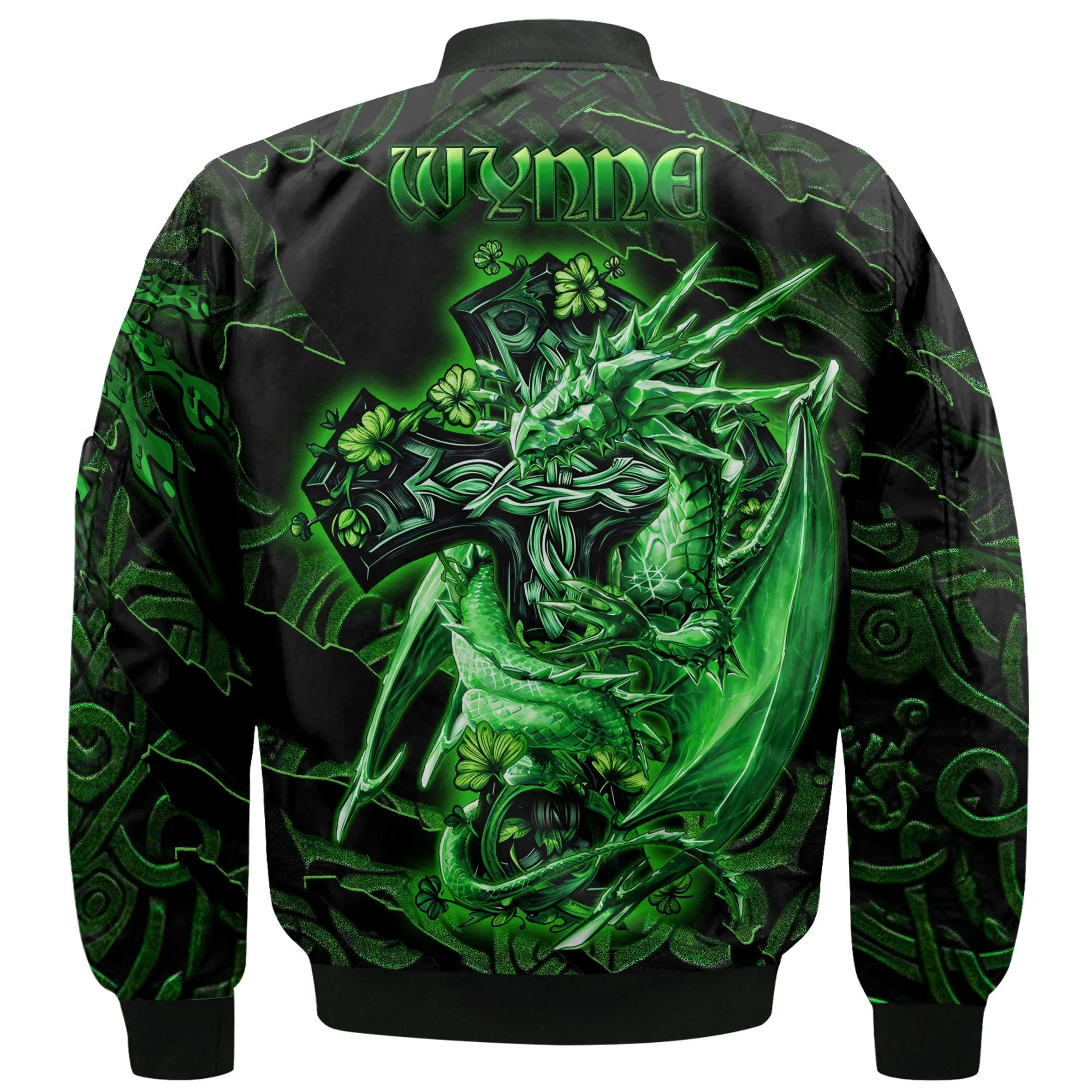 Wynne Bomber Jackets Celtic Cross And Dragon Style