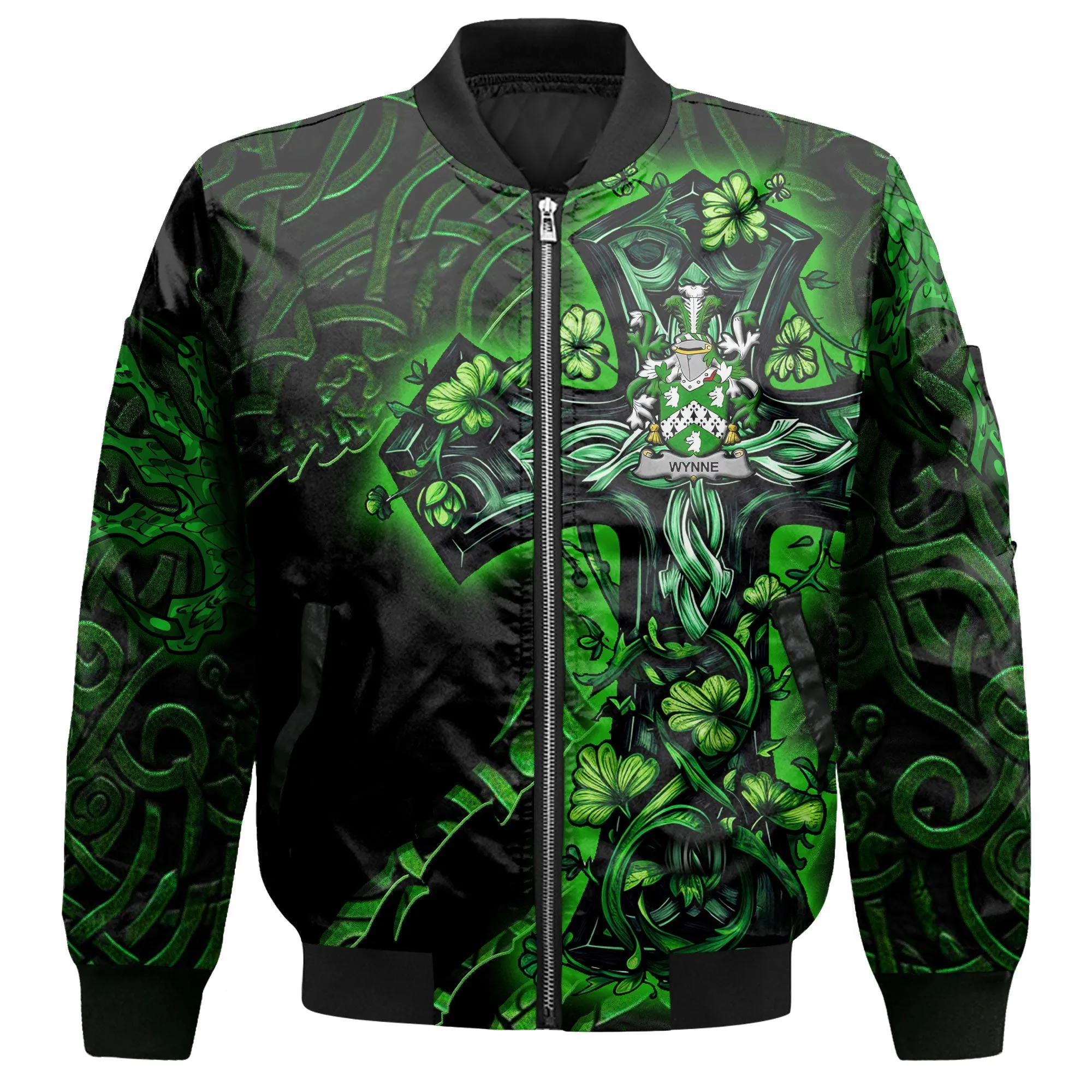 Wynne Bomber Jackets Celtic Cross And Dragon Style