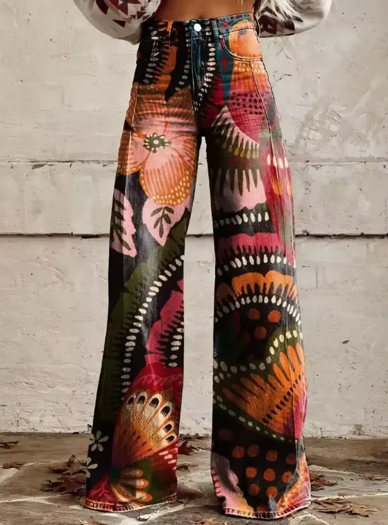 Zoe® | Wide flared trousers with print