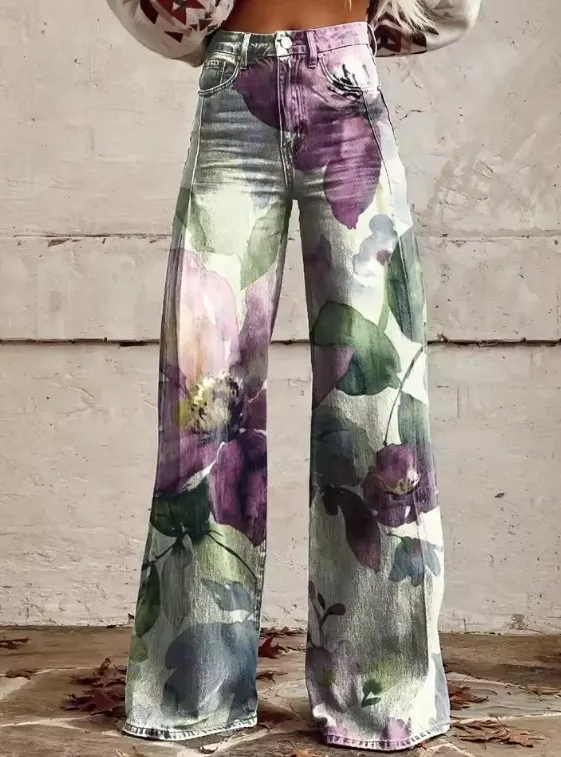 Zoe® | Wide flared trousers with print
