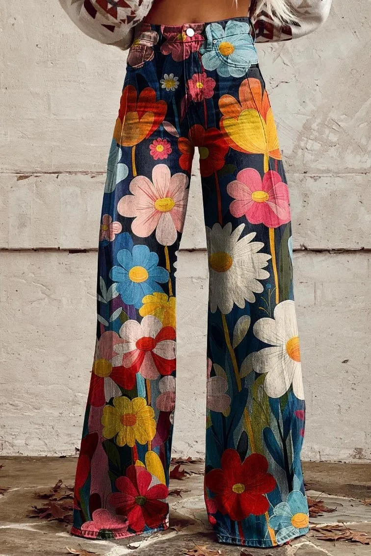 Zoe® | Wide flared trousers with print
