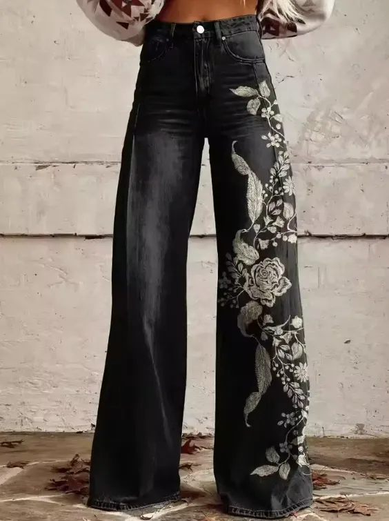 Zoe® | Wide flared trousers with print